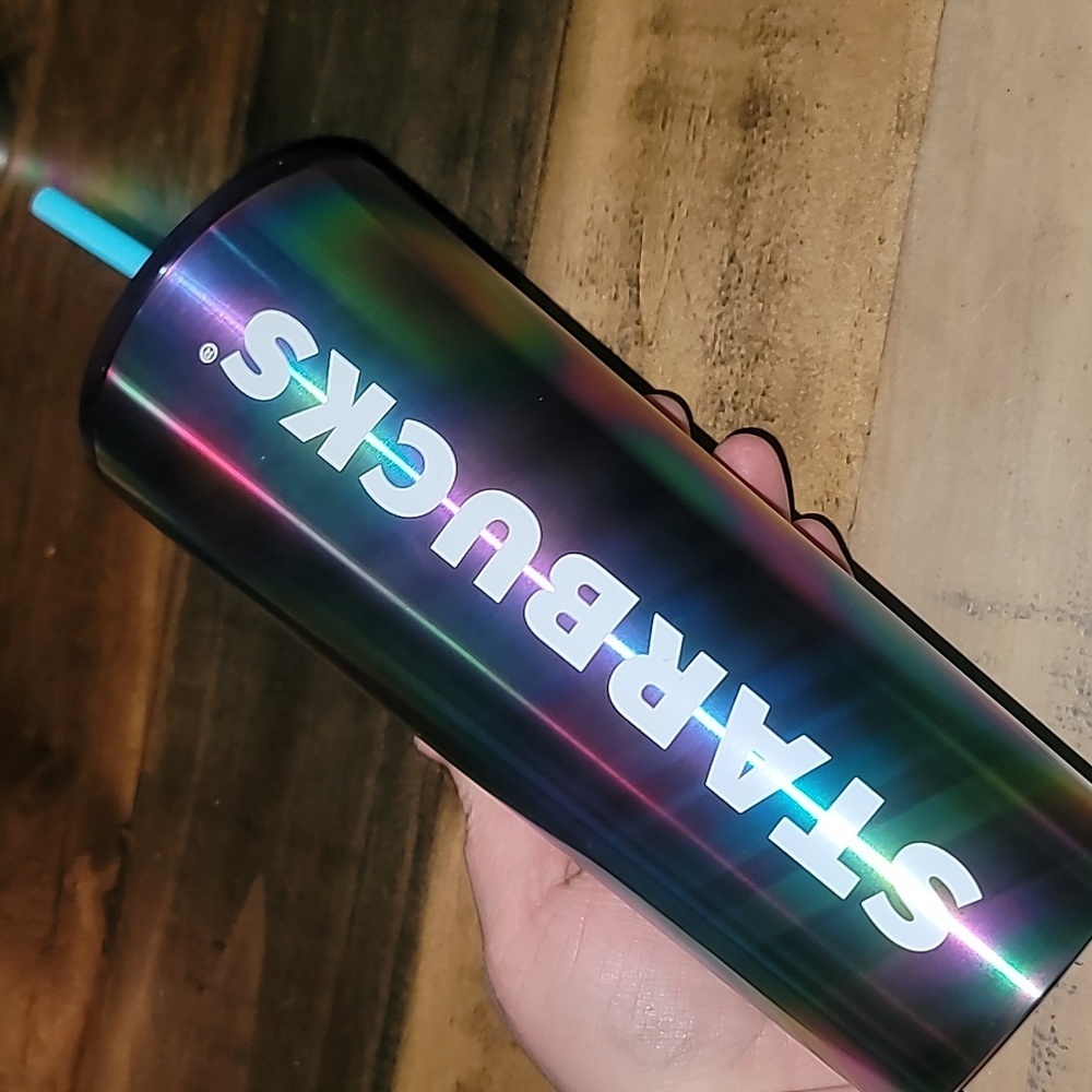Starbucks Fluorescent Rainbow Metal Venti Tumbler Cup
